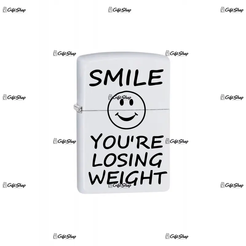 Smile you are losing weight, bricheta metalica gravata laser cu mesaj